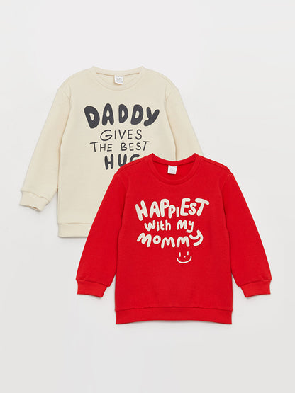 Printed Long Sleeve Baby Boy Sweatshirt 2-pack