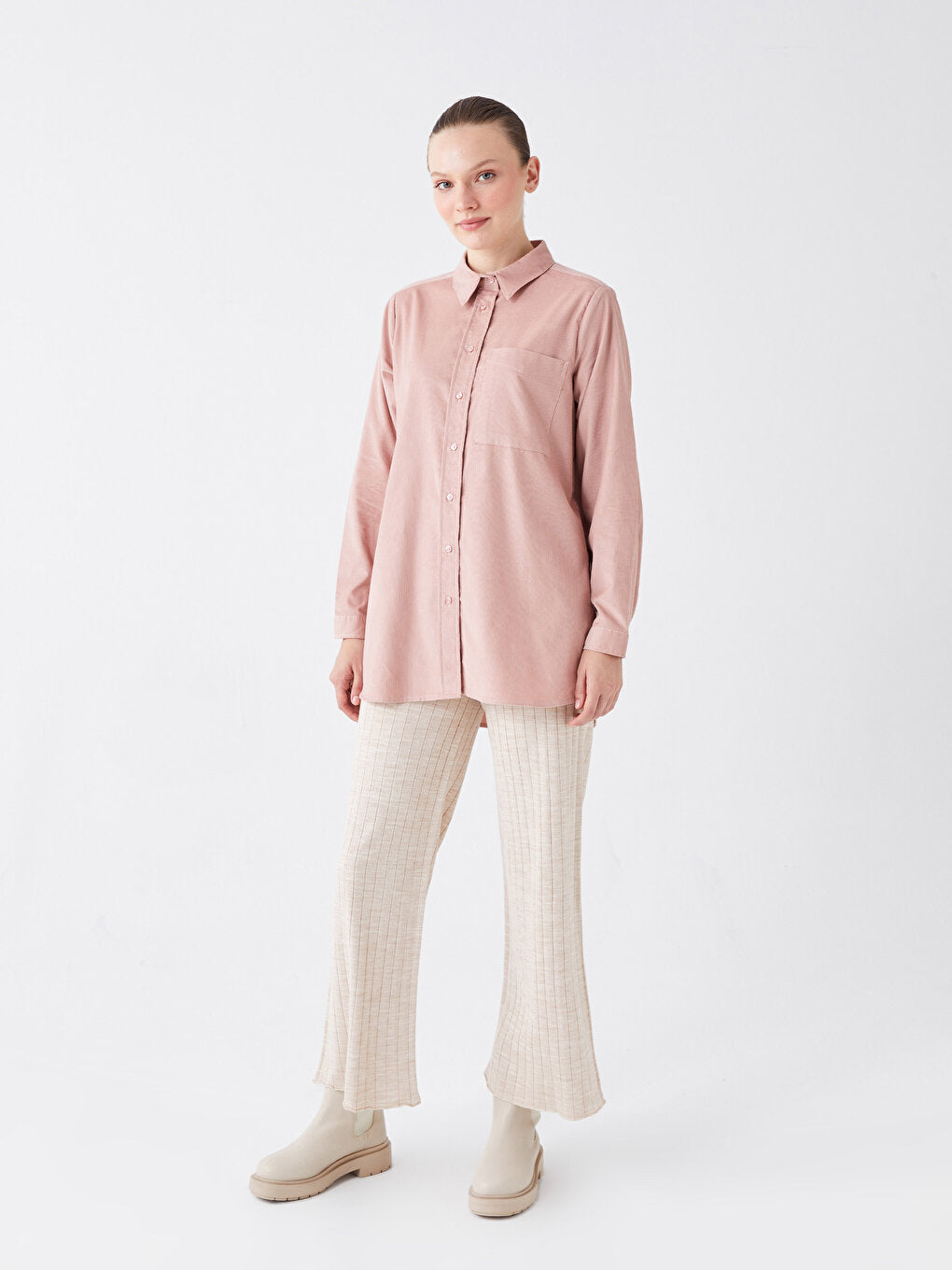 Plain Long Sleeve Women's Shirt Tunic