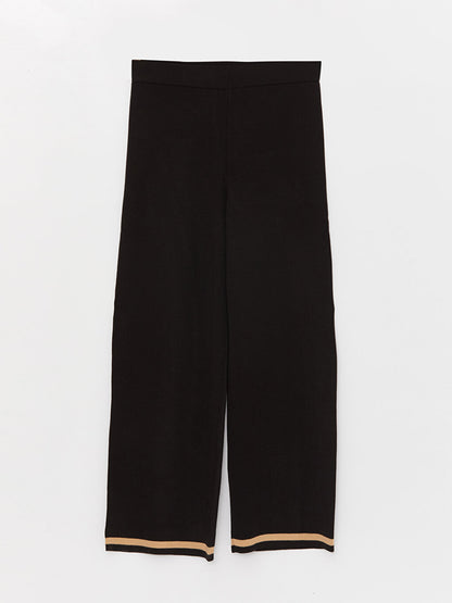 Wide Leg Women's Knitwear Trousers with Elastic Waist