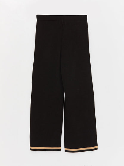 Wide Leg Women's Knitwear Trousers with Elastic Waist