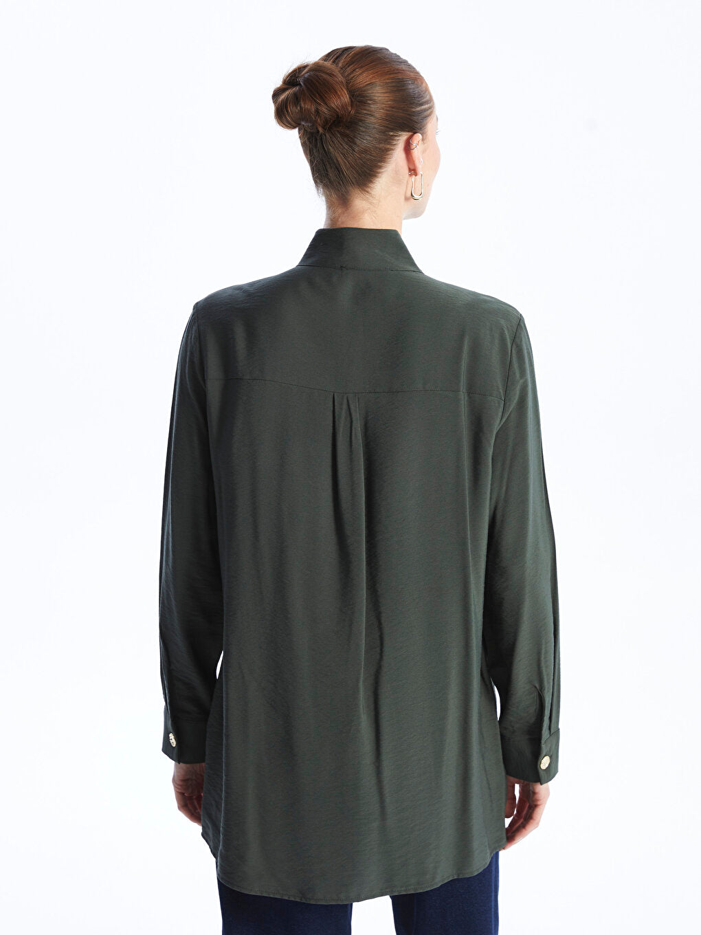 Magnificent Collar Plain Long Sleeve Women's Tunic