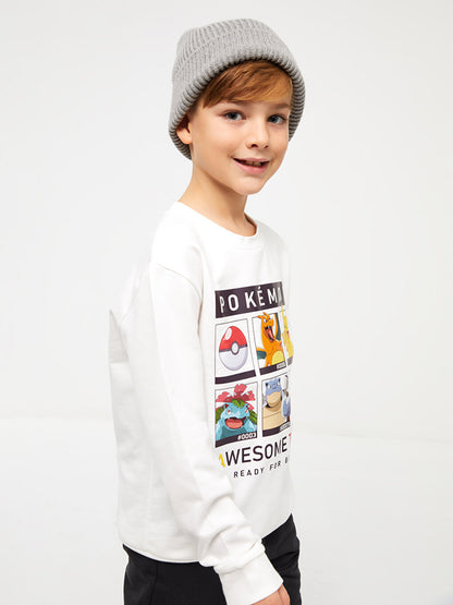 Crew Neck Pokemon Printed Long Sleeve Boy's Sweatshirt