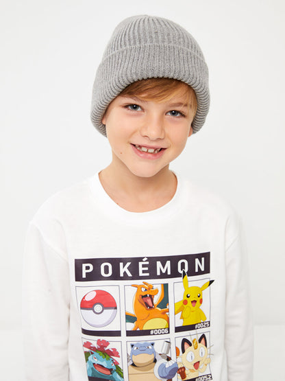 Crew Neck Pokemon Printed Long Sleeve Boy's Sweatshirt