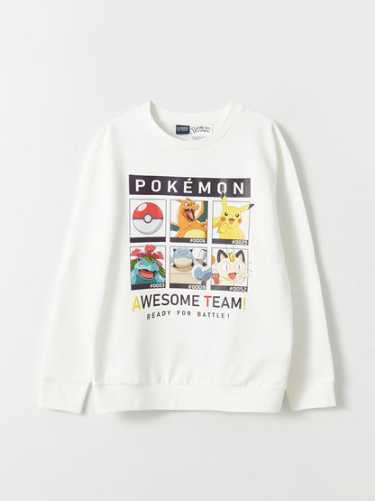 Crew Neck Pokemon Printed Long Sleeve Boy's Sweatshirt