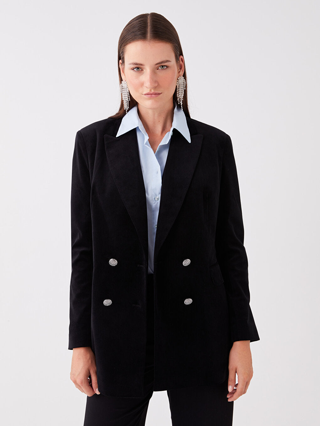 Plain Long Sleeve Women's Blazer Jacket