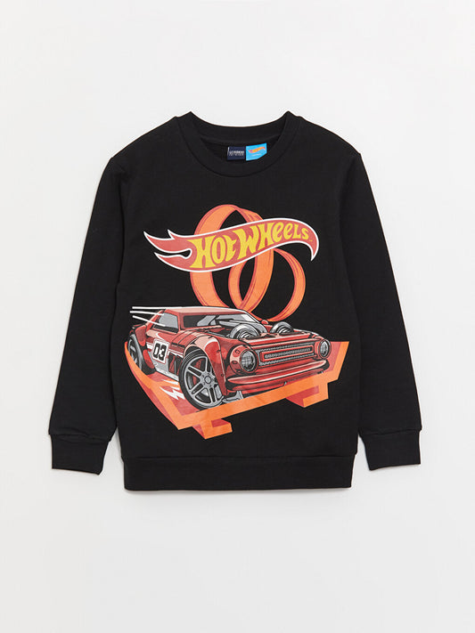 Crew Neck Hotwheels Printed Long Sleeve Boy's Sweatshirt