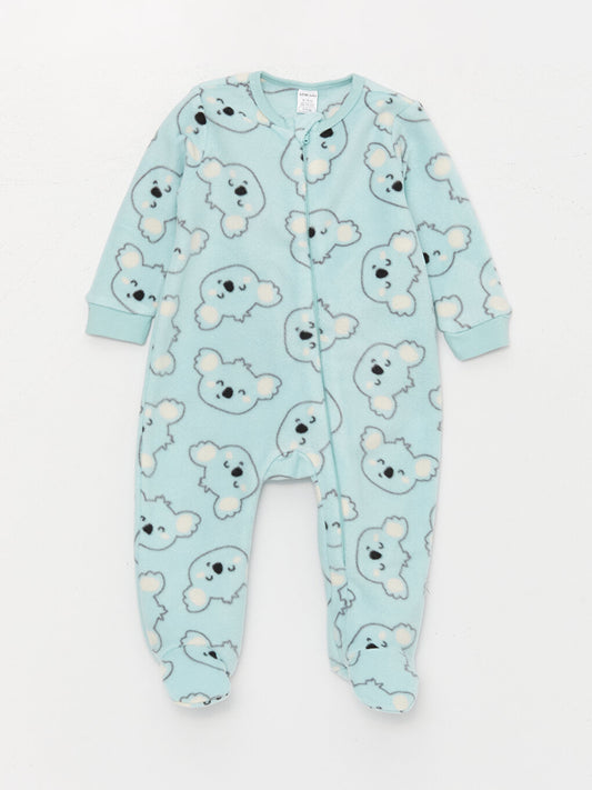 Crew Neck Long Sleeve Patterned Unisex Baby Jumpsuit