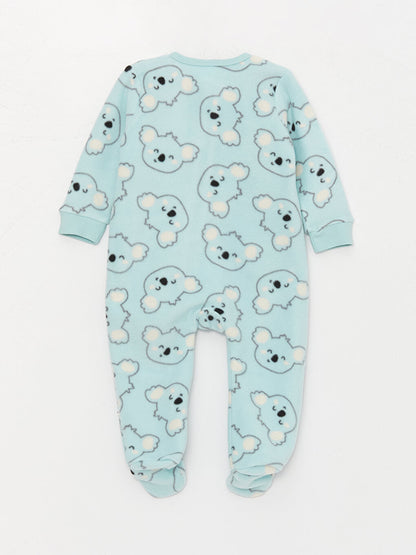 Crew Neck Long Sleeve Patterned Unisex Baby Jumpsuit