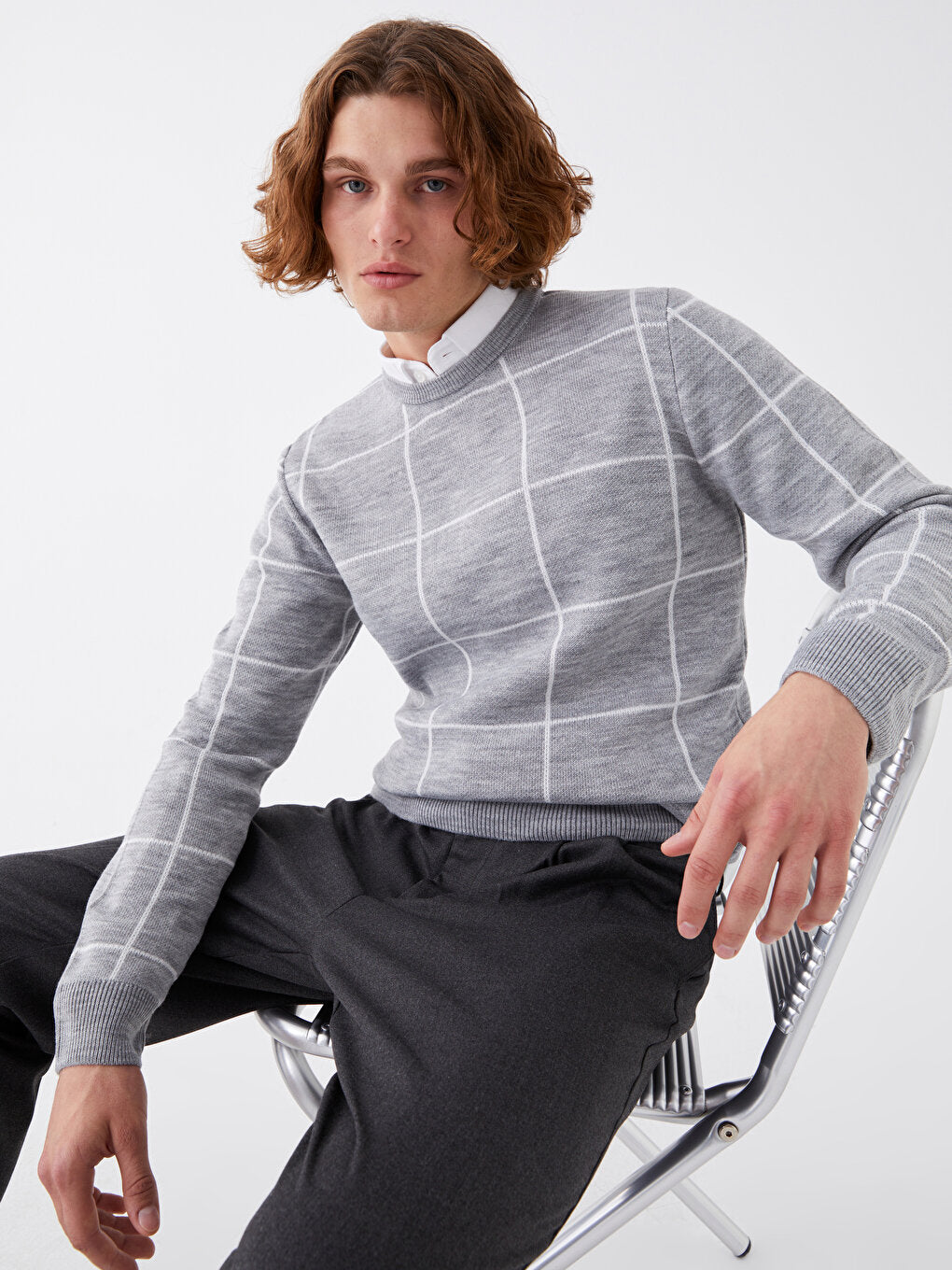 Crew Neck Long Sleeve Men's Knitwear Sweater