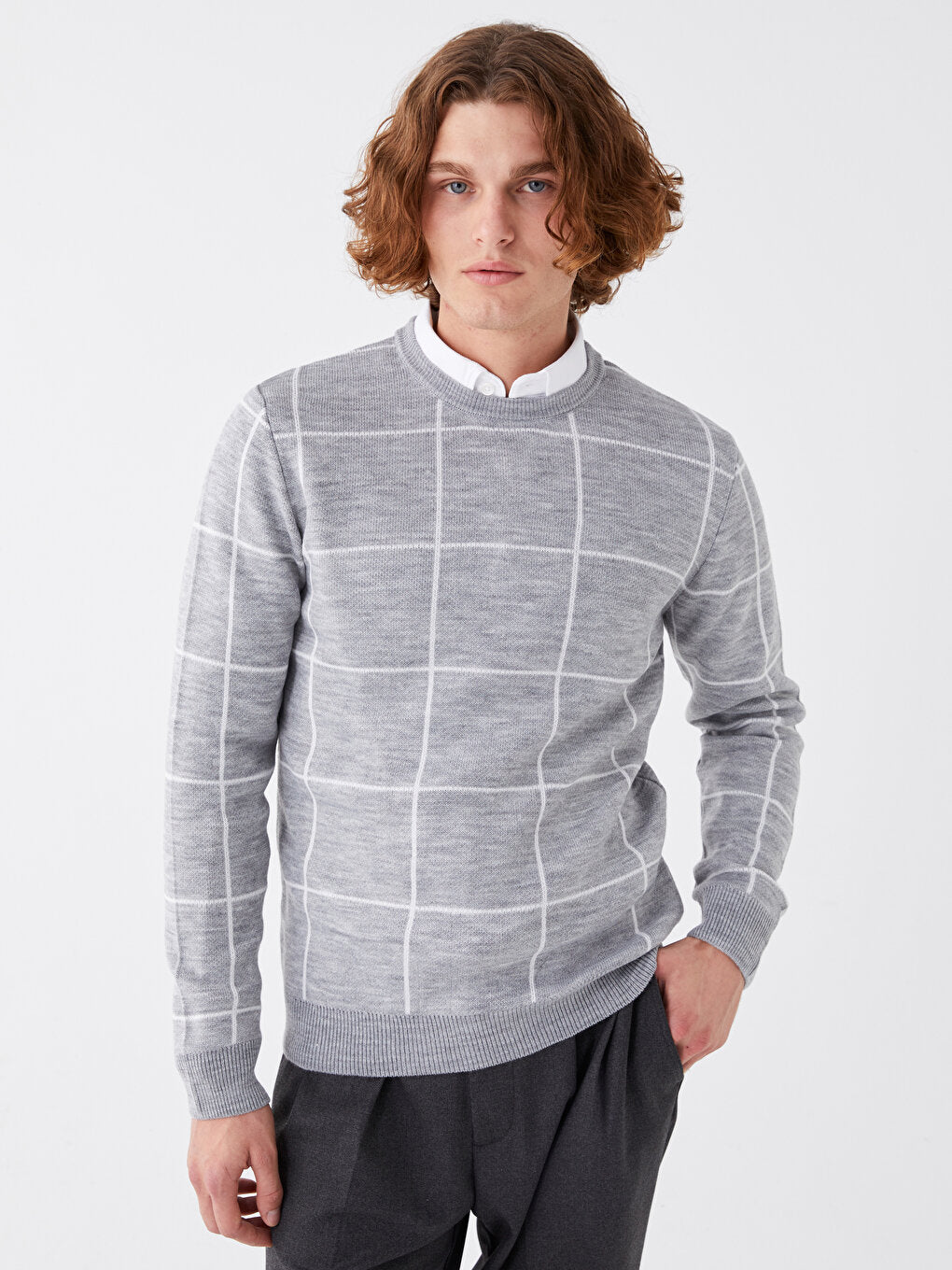 Crew Neck Long Sleeve Men's Knitwear Sweater