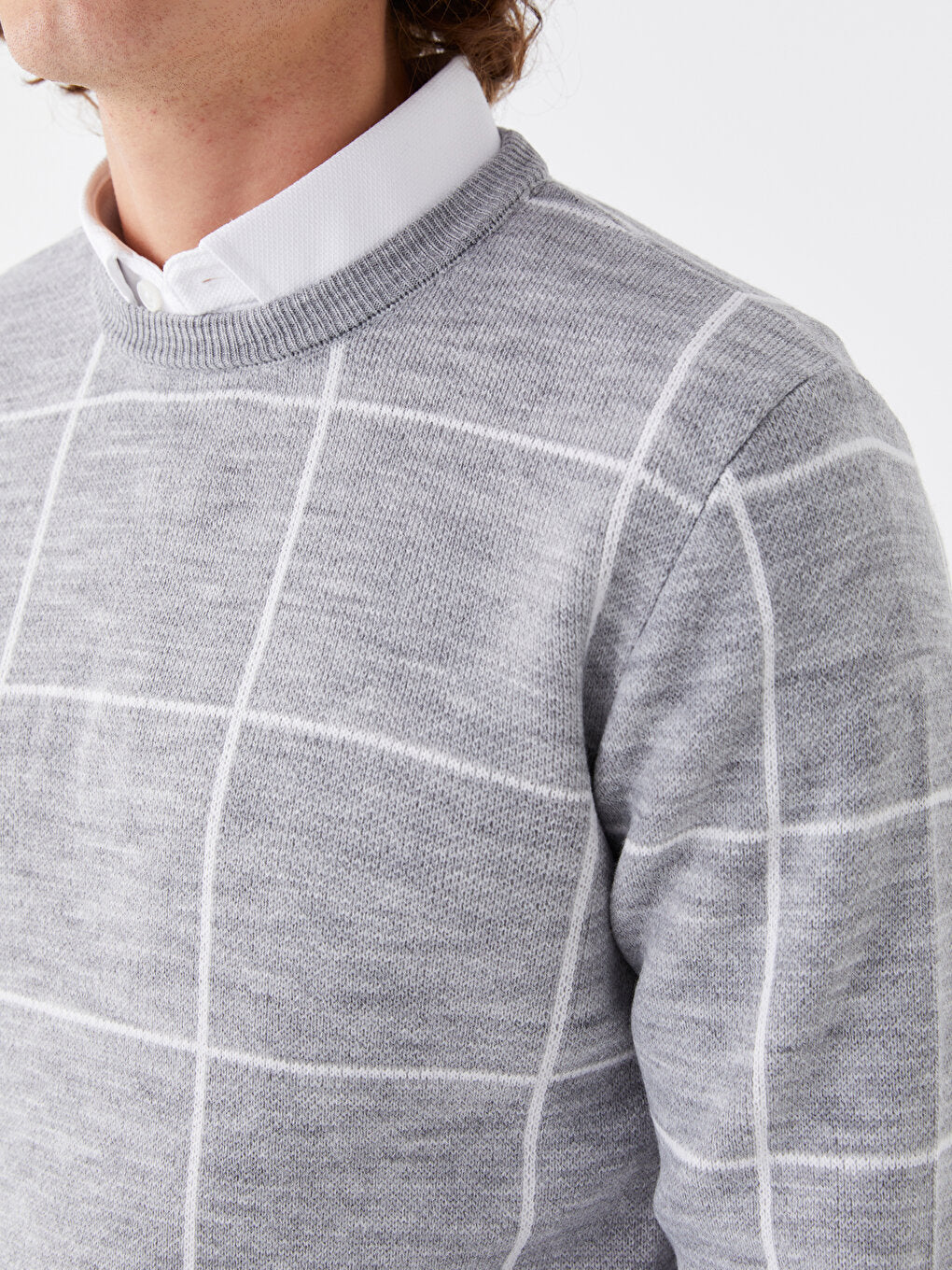 Crew Neck Long Sleeve Men's Knitwear Sweater