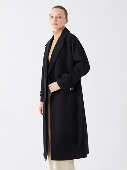 Women's Jacket Collar Plain Cashmere Coat