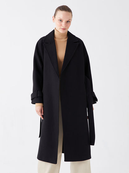 Women's Jacket Collar Plain Cashmere Coat