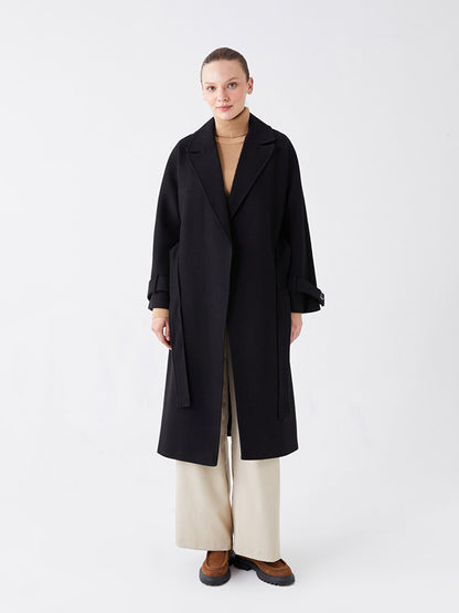 Women's Jacket Collar Plain Cashmere Coat