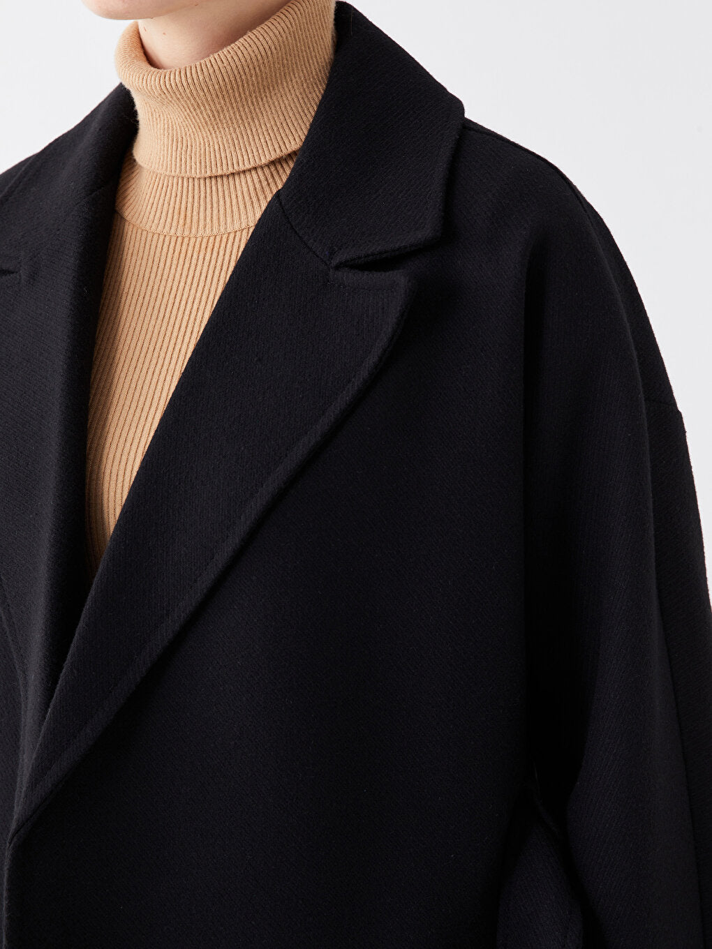 Women's Jacket Collar Plain Cashmere Coat