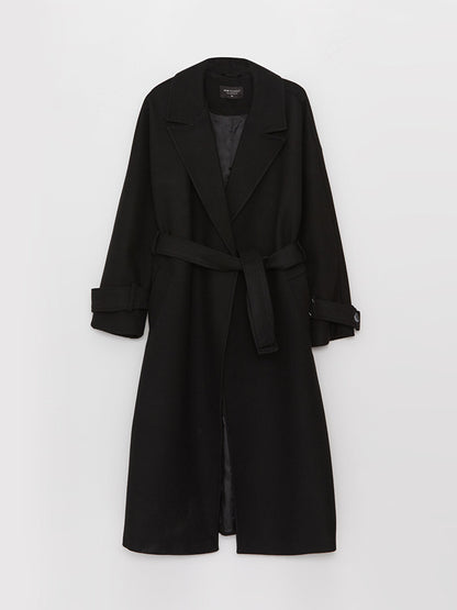 Women's Jacket Collar Plain Cashmere Coat