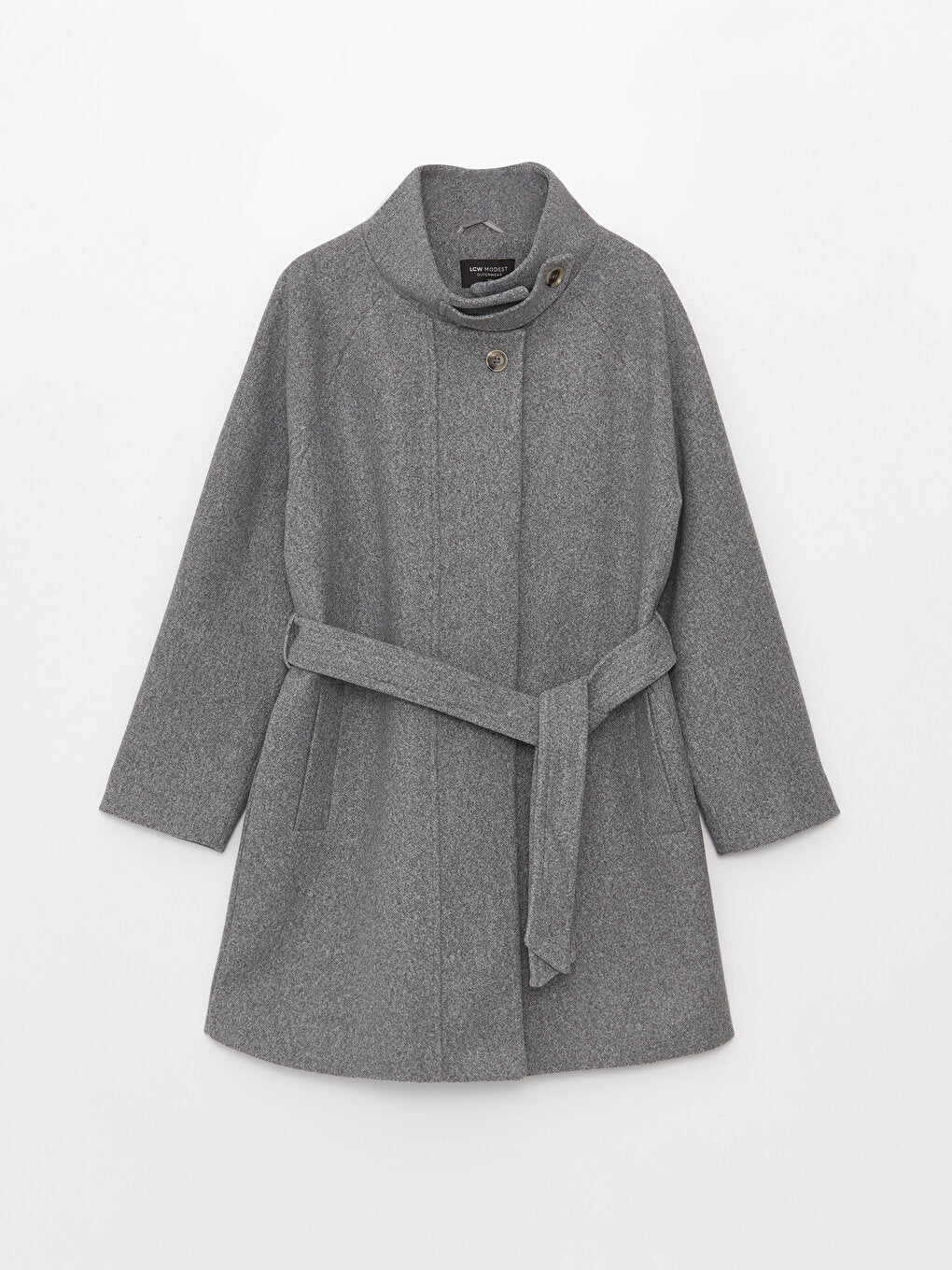 Women's High Collar Plain Cuff Coat