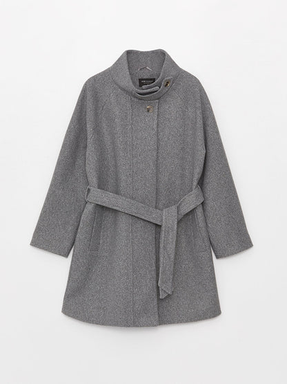 Women's High Collar Plain Cuff Coat