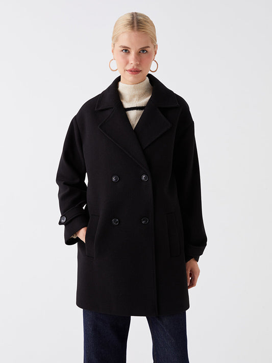 Women's Jacket Collar Plain Cashmere Coat