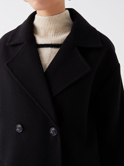 Women's Jacket Collar Plain Cashmere Coat