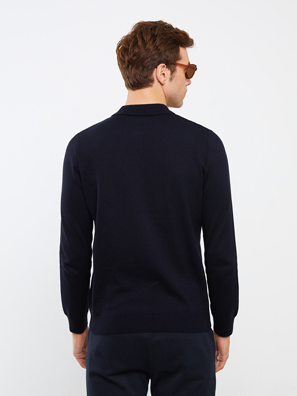 Polo Neck Long Sleeve Men's Knitwear Sweater