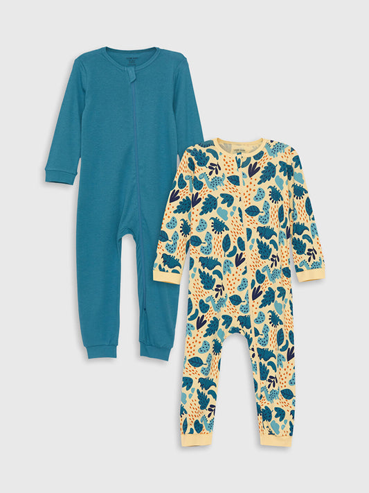 Crew Neck Printed Baby Boy Jumpsuit 2-pack