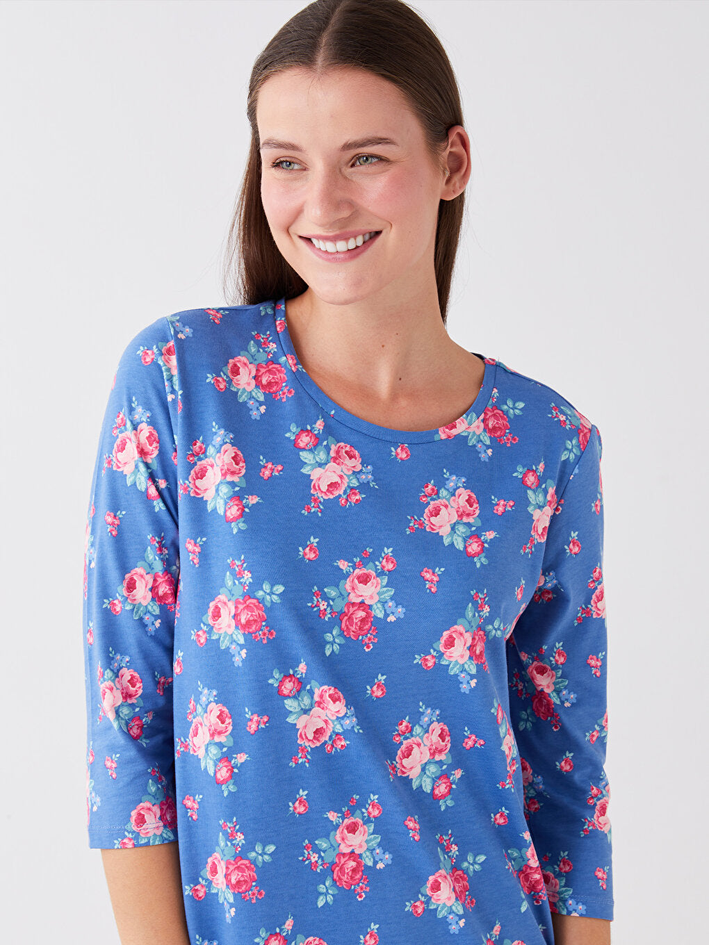 Crew Neck Floral Women's Nightgown