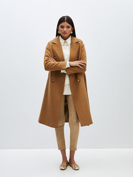 Women's Jacket Collar Plain Cashmere Coat