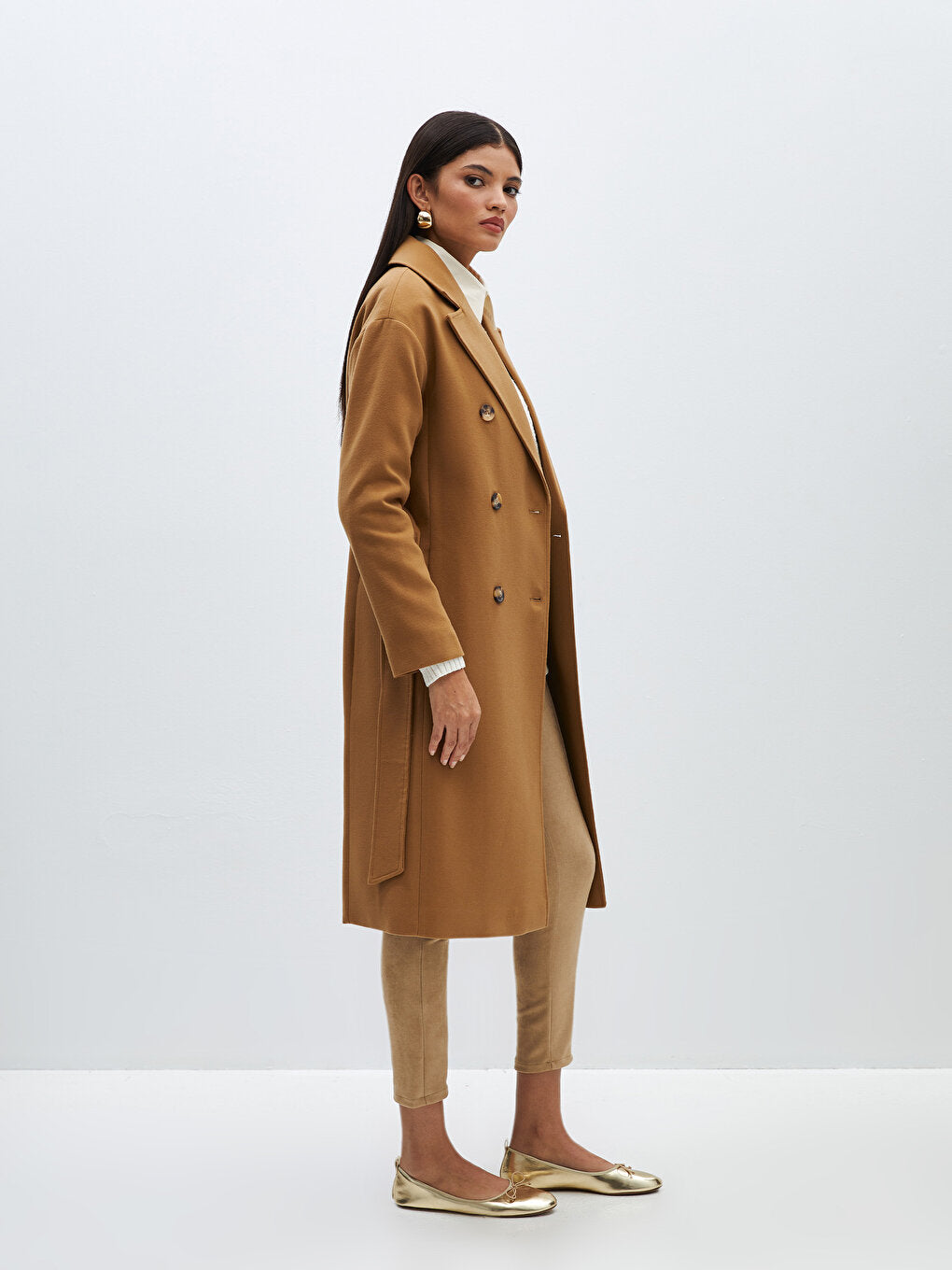 Women's Jacket Collar Plain Cashmere Coat