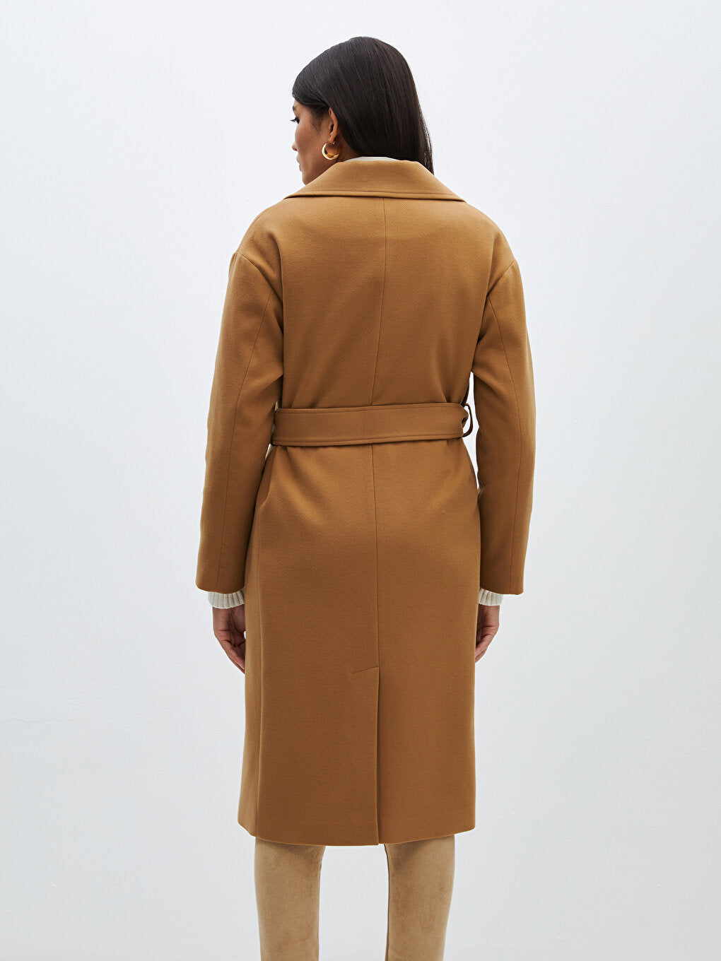 Women's Jacket Collar Plain Cashmere Coat