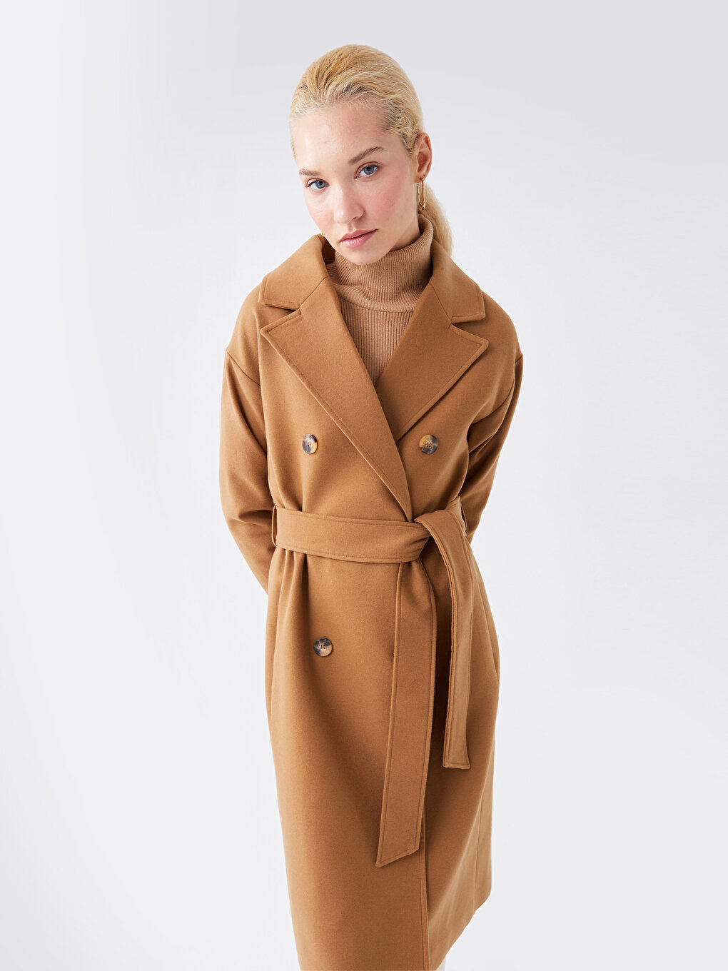 Women's Jacket Collar Plain Cashmere Coat