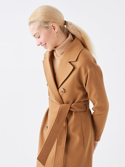 Women's Jacket Collar Plain Cashmere Coat