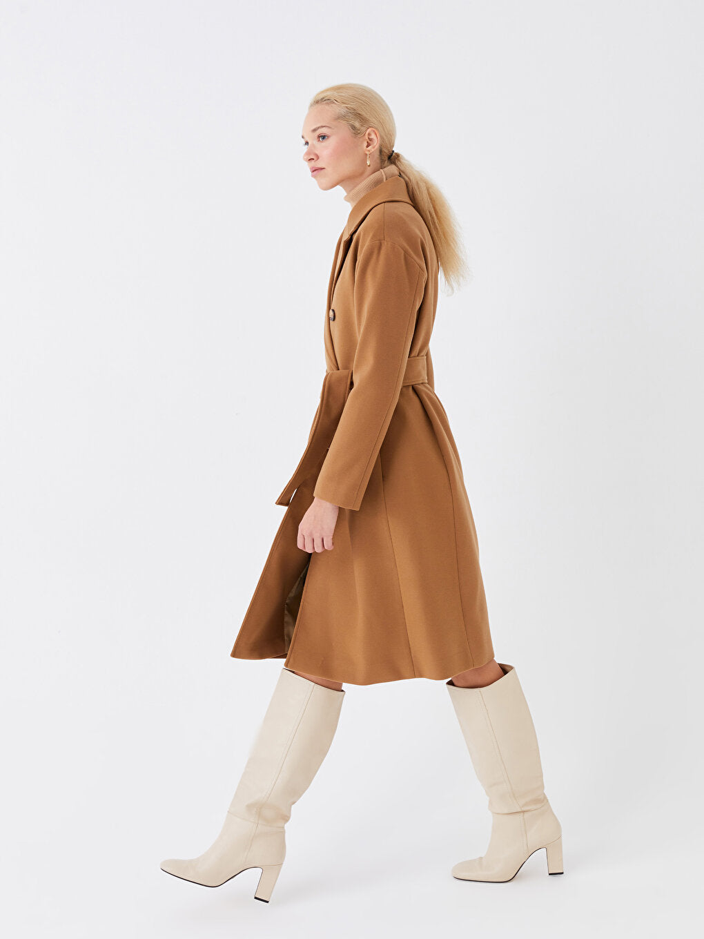 Women's Jacket Collar Plain Cashmere Coat