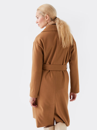 Women's Jacket Collar Plain Cashmere Coat