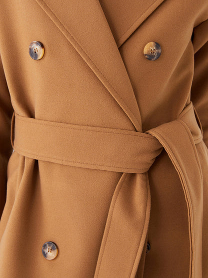 Women's Jacket Collar Plain Cashmere Coat