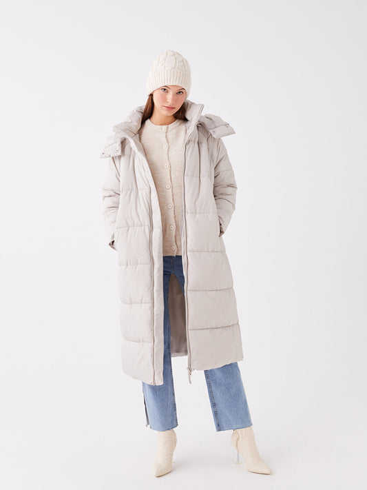 Hooded Plain Oversize Women's Puffer Coat