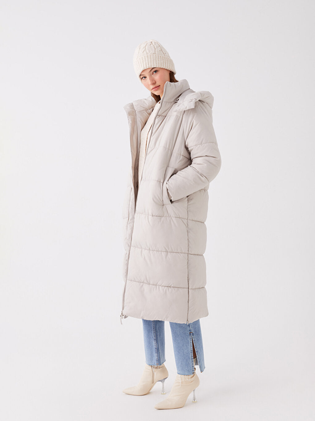 Hooded Plain Oversize Women's Puffer Coat