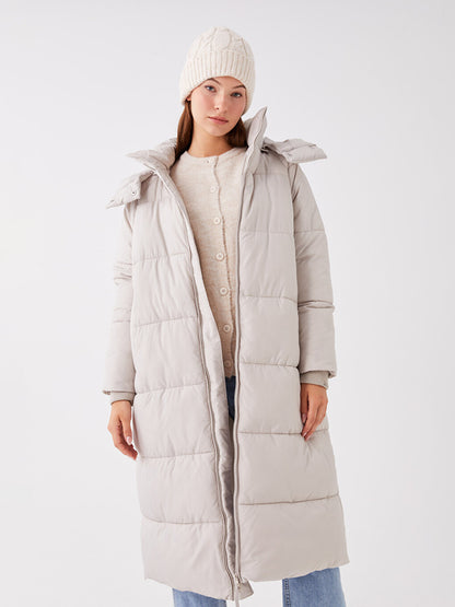 Hooded Plain Oversize Women's Puffer Coat