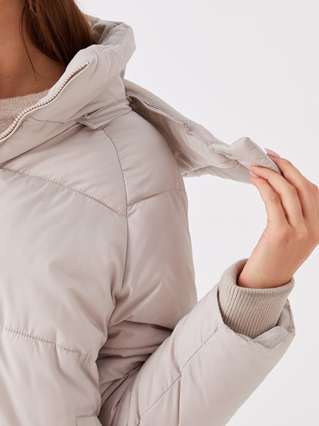 Hooded Plain Oversize Women's Puffer Coat