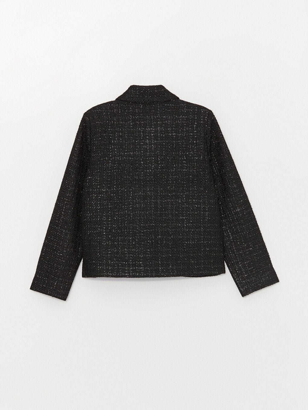 Shirt Collar Patterned Long Sleeve Women's Tweed Jacket