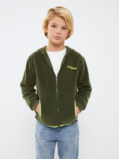 Hooded Boy's Fleece Zipper Sweatshirt