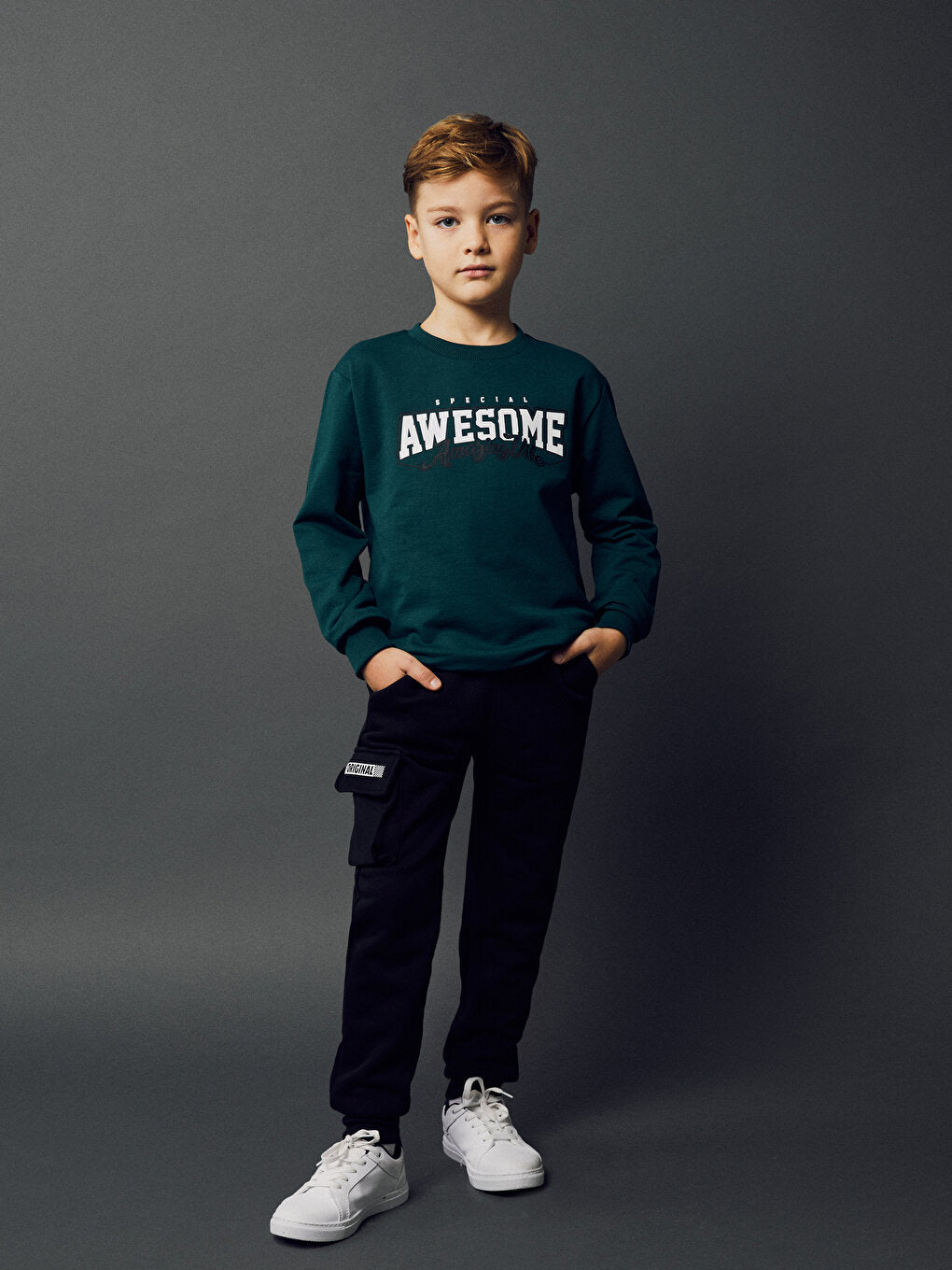 Boys' Cargo Sweatpants with Elastic Waist