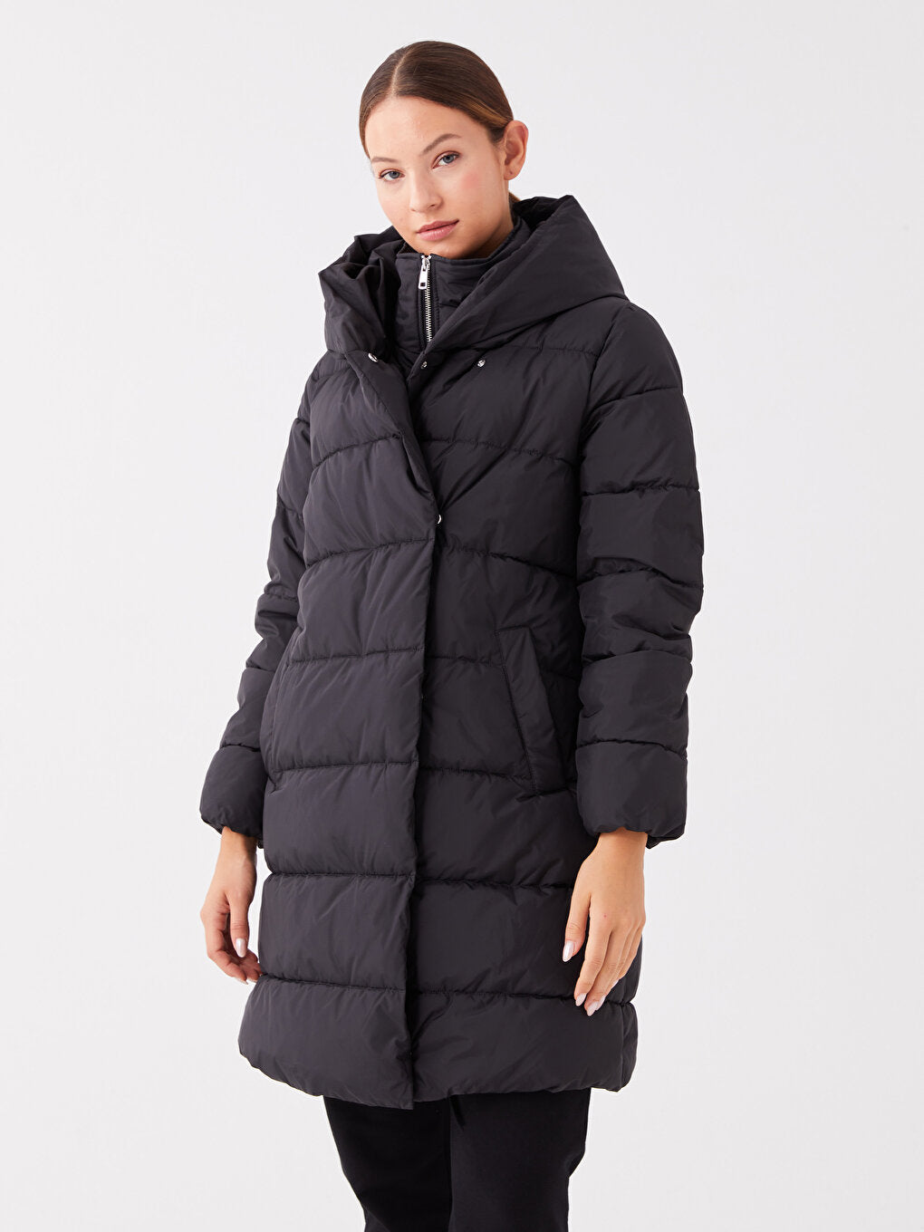 Women's Hooded Plain Puffer Coat