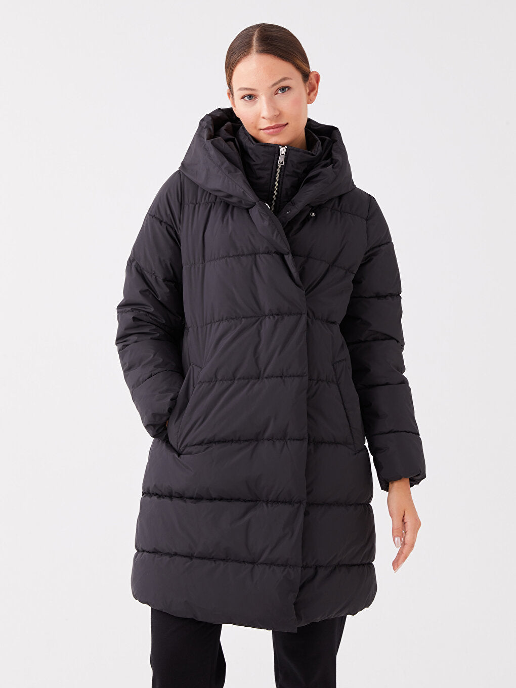 Women's Hooded Plain Puffer Coat