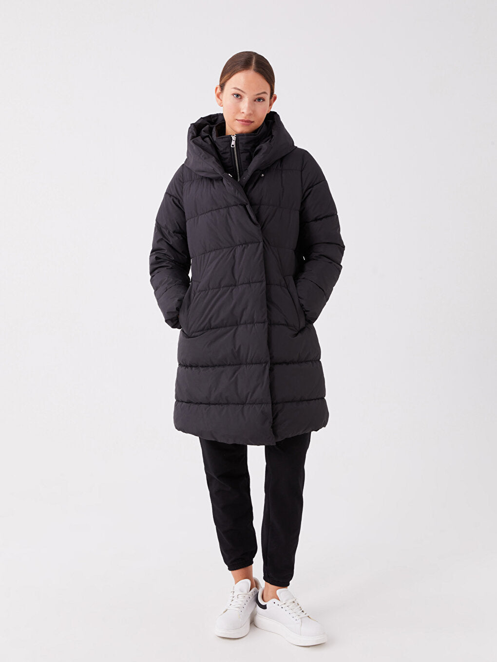 Women's Hooded Plain Puffer Coat