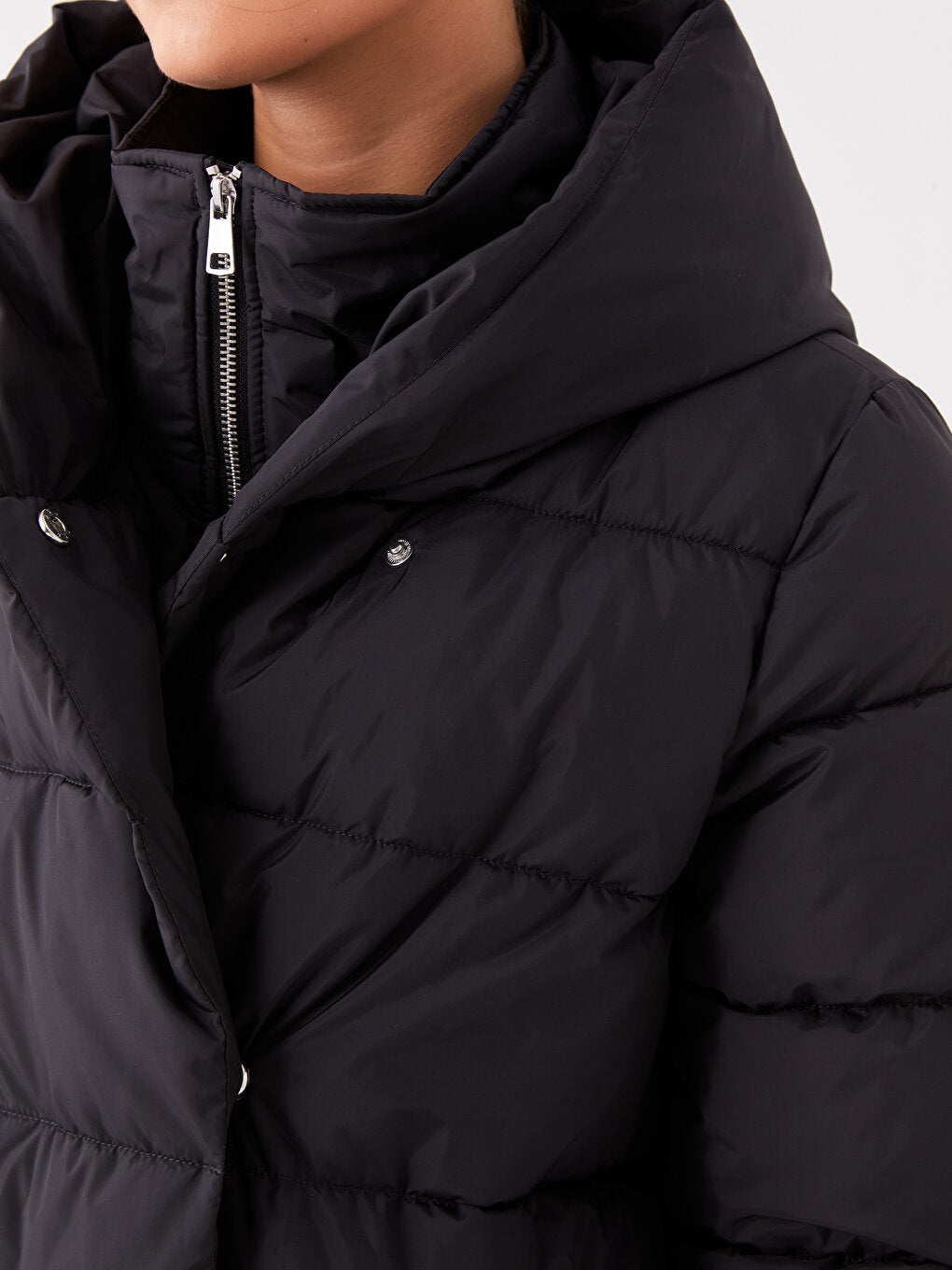 Women's Hooded Plain Puffer Coat