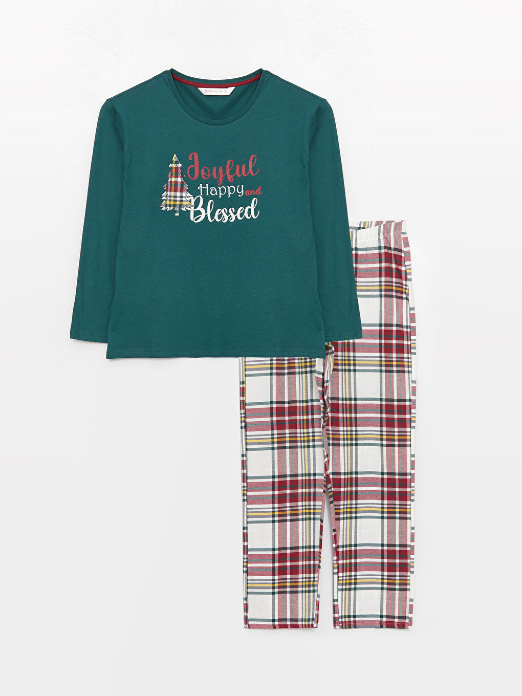 Crew Neck New Year Themed Long Sleeve Women's Pajama Set