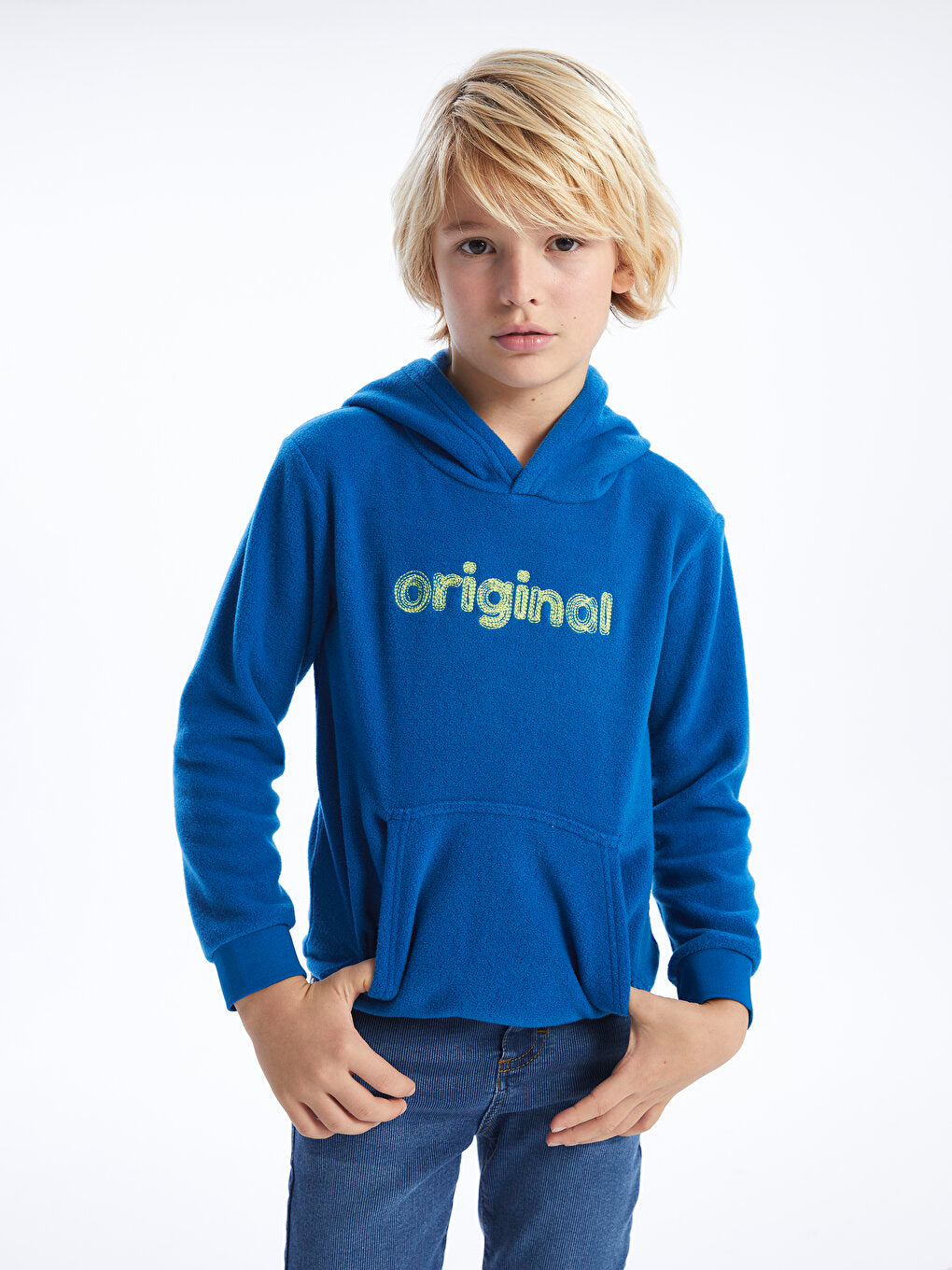 Embroidered Long Sleeve Fleece Boys' Hoodie