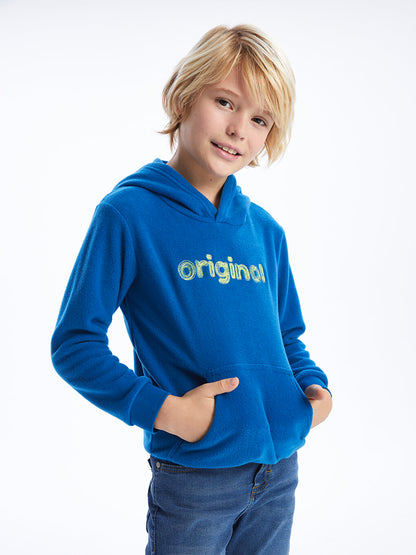 Embroidered Long Sleeve Fleece Boys' Hoodie