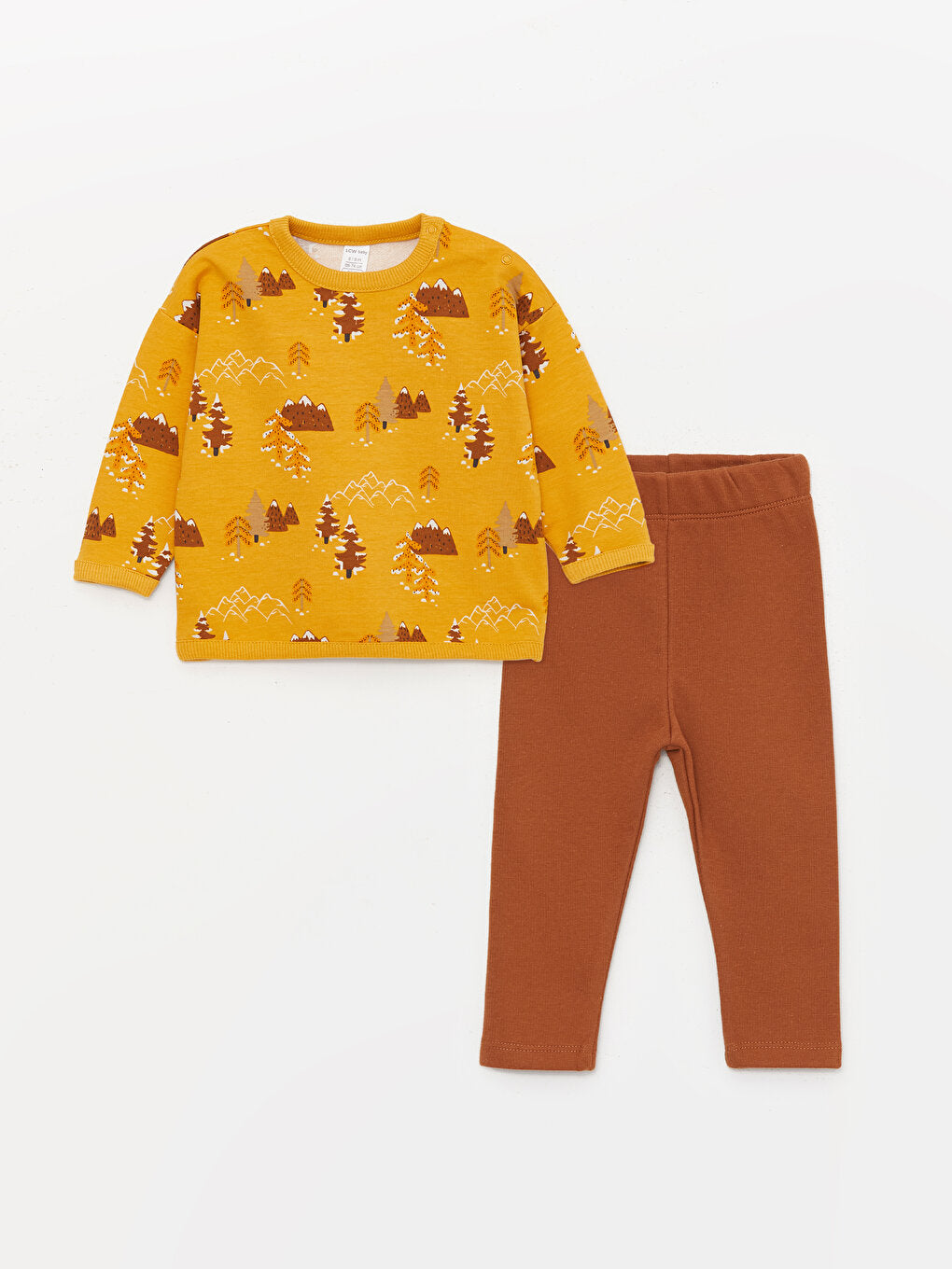 Crew Neck Long Sleeve Printed Baby Boy Sweatshirt and Trousers 2-pack